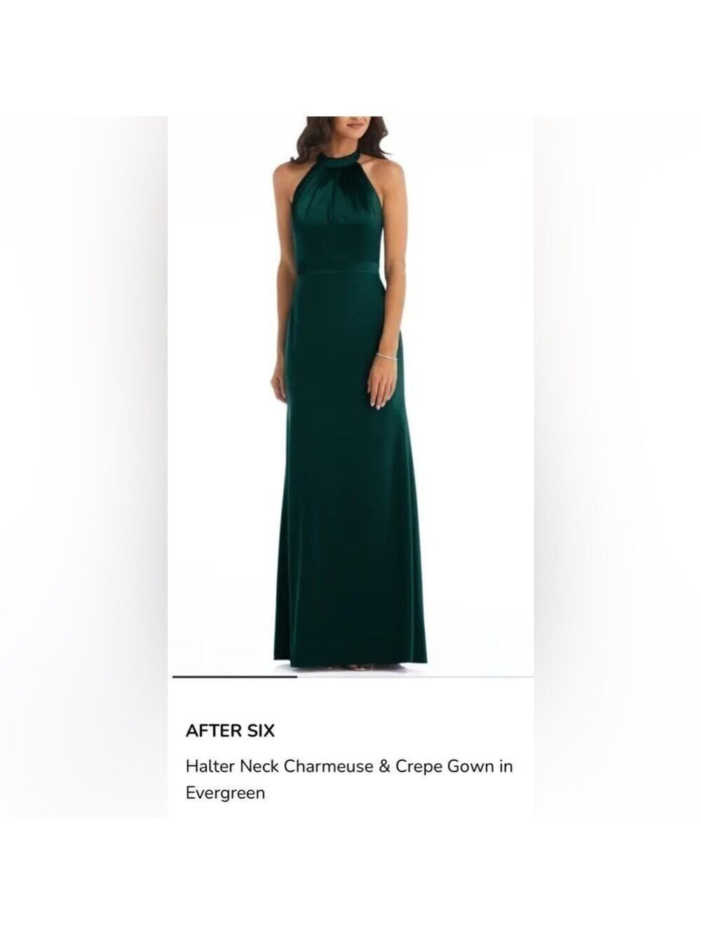 NWT HOLIDAY Dress After Six Halter Neck Crepe Gown in Evergreen Women’s L US 14